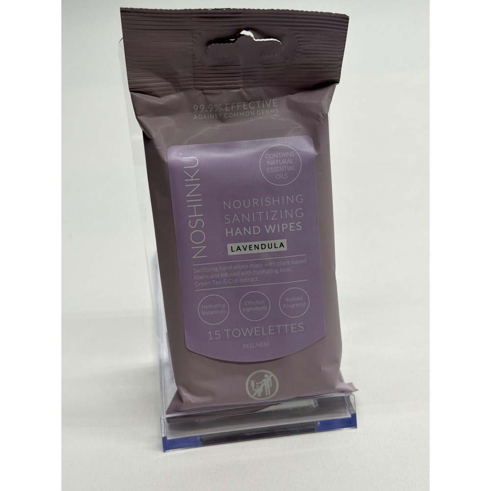 Noshinku Lavendula Nourishing Sanitizing Hand Wipes 15ct Travel Pack Lavender